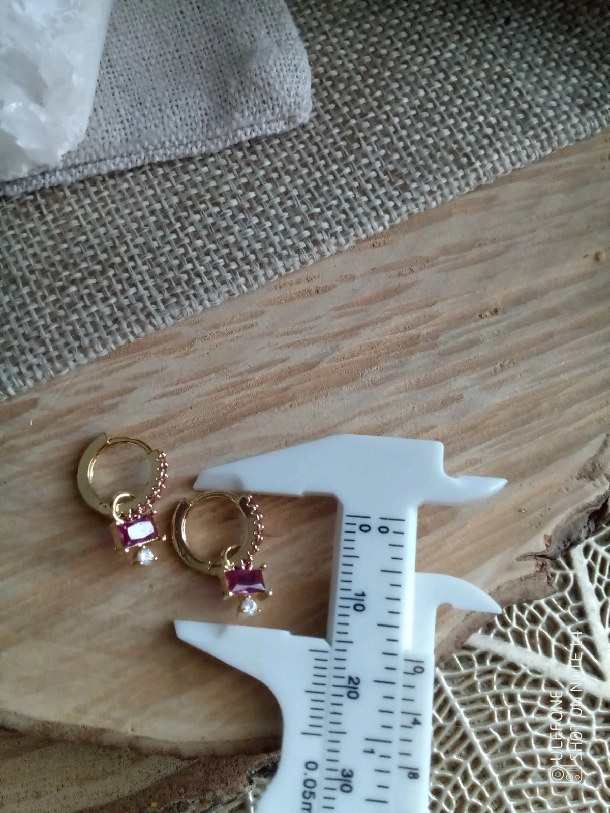 Petites créoles zircons framboise – photo 3